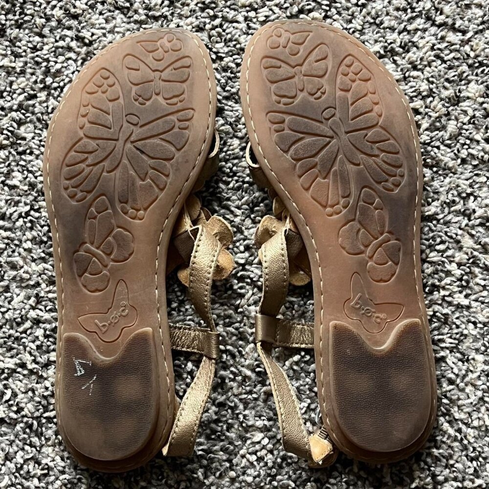 BOC Gold Flower Sandals Butterfly Sole Womens 9 Summer Floral Cottagecore Fairy - Picture 5 of 5